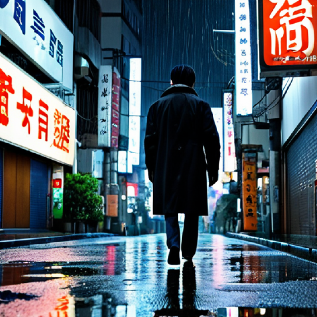 영화  검은 금요일  일본 누아르 명작 소개 - Urban Isolation**

"A lone, fully clothed figure in a modest dark coat walks down a rain-slicked Tok...