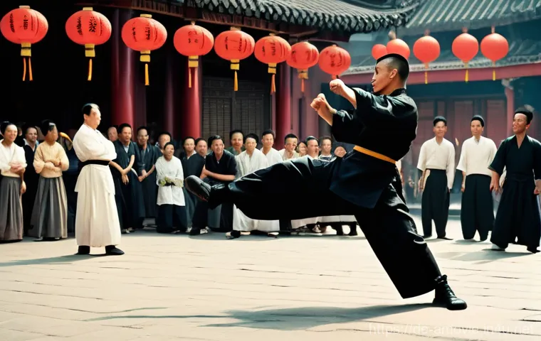 홍콩영화  황비홍  시리즈 분석 - **A Scholarly Martial Artist in His Clinic:** Wong Fei-hung, depicted with the likeness of Jet Li, s...