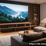 Home 16 중국영화 청설 을 보는 방법 - A cozy German living room with a modern Smart TV displaying the Chinese film "청설" streaming on Netfl...