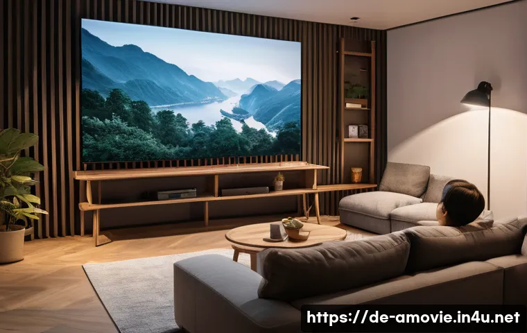 중국영화  청설 을 보는 방법 - A cozy German living room with a modern Smart TV displaying the Chinese film "청설" streaming on Netfl...