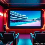 Home 21 홍콩 블록버스터 영화의 최신 동향 - A futuristic Hong Kong cinema interior blending traditional architectural elements with cutting-edge...